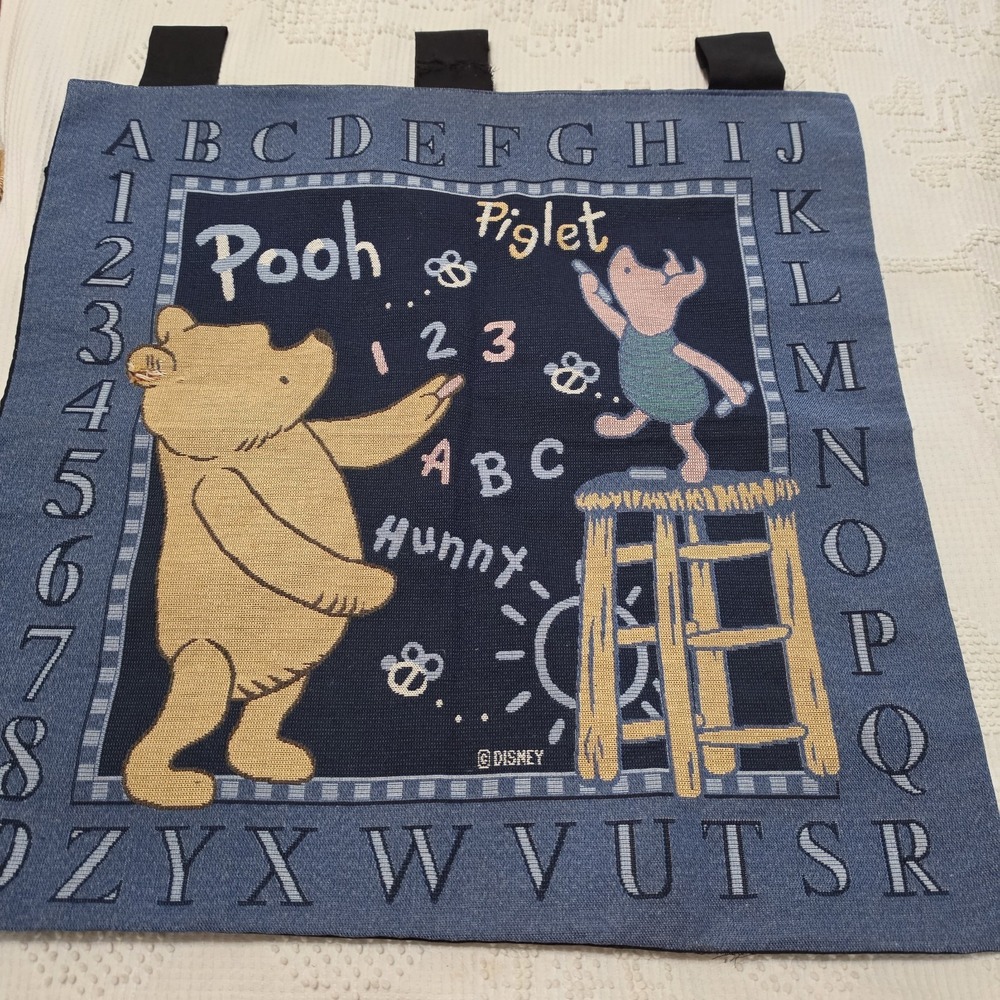 Vintage Winnie The Pooh & Piglet Wall Tapestry 26"X26" Pillow Disney ABC 123